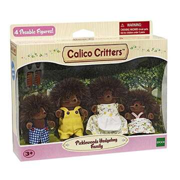 Calico Critters Pickleweeds Hedgehog Family - Set of 4 Collectible Doll Figures for Children Ages 3+