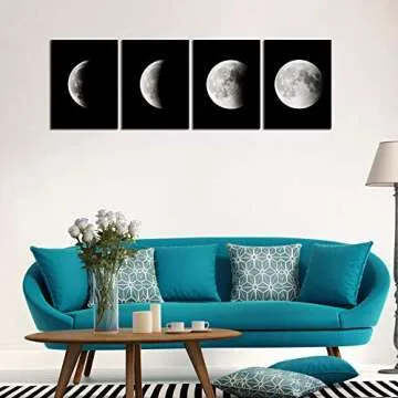 Wieco Art Eclipse of the Moon Modern Canvas Prints Wall Decorations for Living Room Abstract Space B...