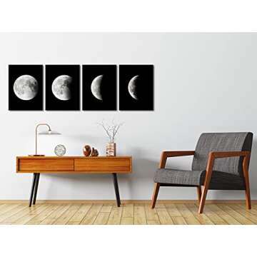 Wieco Art Eclipse of the Moon Modern Canvas Prints Wall Decorations for Living Room Abstract Space Black and White Pictures to Photo Paintings on Canvas Wall Art for Home Decorations Wall Decor