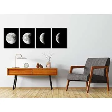 Wieco Art Eclipse of the Moon Modern Canvas Prints Wall Decorations for Living Room Abstract Space Black and White Pictures to Photo Paintings on Canvas Wall Art for Home Decorations Wall Decor