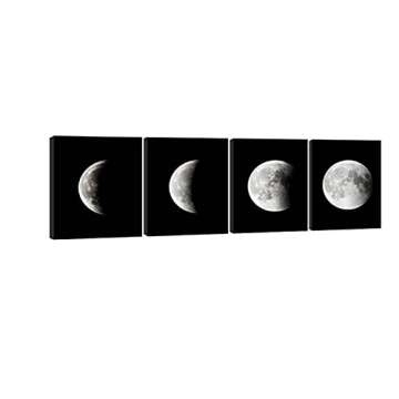 Wieco Art Eclipse of the Moon Modern Canvas Prints Wall Decorations for Living Room Abstract Space Black and White Pictures to Photo Paintings on Canvas Wall Art for Home Decorations Wall Decor