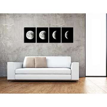 Wieco Art Eclipse of the Moon Modern Canvas Prints Wall Decorations for Living Room Abstract Space Black and White Pictures to Photo Paintings on Canvas Wall Art for Home Decorations Wall Decor