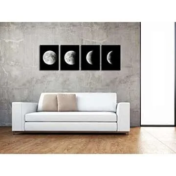 Wieco Art Eclipse of the Moon Modern Canvas Prints Wall Decorations for Living Room Abstract Space Black and White Pictures to Photo Paintings on Canvas Wall Art for Home Decorations Wall Decor