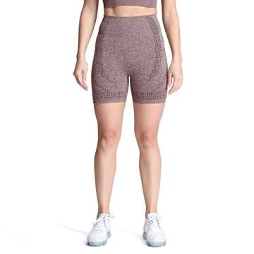 Aoxjox Vital Seamless Biker Shorts for Women High Waist Workout Booty Running Yoga Short 5" (Vital Coffee Marl, X-Small)