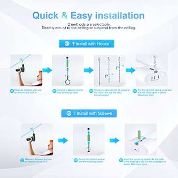 Ensenior 6 Pack Linkable Led Shop Light 4ft for Garage, 4400 High Lumens, 36W Equivalent 280W, 5000K Daylight, 48 Inch Utility Shop led Lights, Surface or Hanging Mount Fixtures, White, ETL Certified