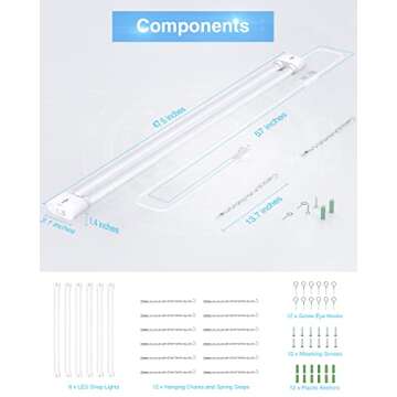 Ensenior 6 Pack Linkable Led Shop Light 4ft for Garage, 4400 High Lumens, 36W Equivalent 280W, 5000K Daylight, 48 Inch Utility Shop led Lights, Surface or Hanging Mount Fixtures, White, ETL Certified