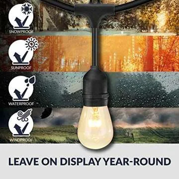 SUNTHIN 48FT Dimmable Outdoor String Lights for Parties