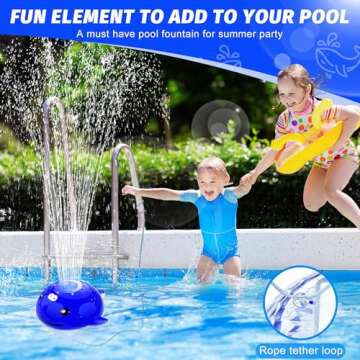 ChlorStar Floating Pool Fountain with Remote, Whale Pool Fountain with Lights, Rechargeable Pool Water Fountain, Above Ground Pool Fountain Waterfall, Swimming Pool Fountains for Inground Pool-1PC
