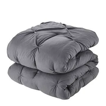 King Size Comforter Set 8 Piece Bed in a Bag with Bed Skirt, Fitted Sheet, Flat Sheet, 2 Pillowcases, 2 Pillow Shams, King, Pintuck Gray