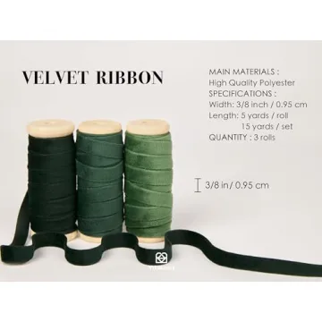 Vitalizart Green Velvet Ribbon Set for Elegant Crafting