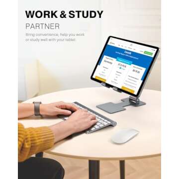 Anozer Tablet Stand,Adjustable Tablet Holder for Desk,Foldable Aluminium for iPad Stand Dock Holder ...