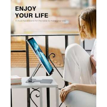 Anozer Tablet Stand,Adjustable Tablet Holder for Desk,Foldable Aluminium for iPad Stand Dock Holder for iPad Air 5/4/Mini 6/Mini 5/10.2/Pro 12.9/Pro 11,Portable Monitor,Surface (4-13 inch)-Grey