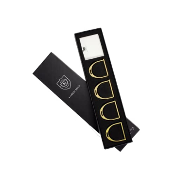 Elegant Asmar Equestrian Napkin Ring Set - 4 Rings, 10 Name Tags (Matte Gold)