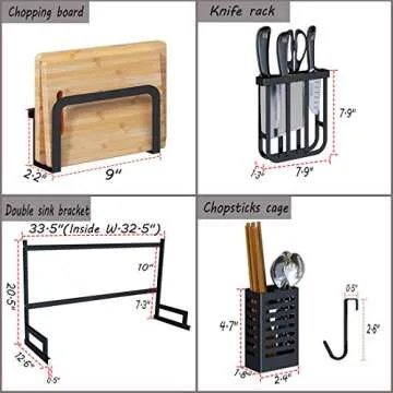 Ctystallove Dish Drying Rack Over Sink Kitchen Supplies Storage Shelf Countertop Space Saver Display Stand Tableware Drainer Organizer Utensils Holder Stainless Steel, Black