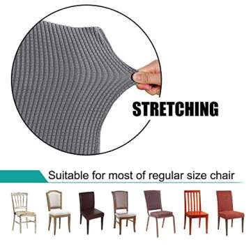 Turquoize Chair Covers for Dining Chairs, Grey Dining Chair Covers Set of 2 Spandex Removable Seat Covers for Dining Room Chairs Parson Chair Protector Covers for Home, Hotel, Ceremony (2, Grey)