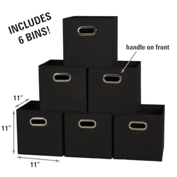 Household Essentials Foldable Fabric Storage Bins Set of 6