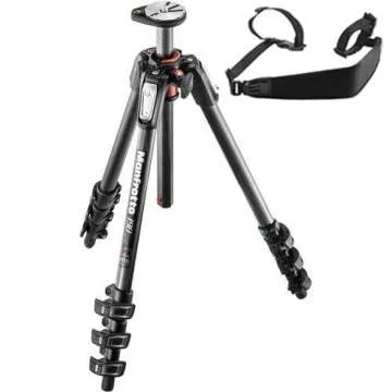 Manfrotto MT190CXPRO4 4 Section Carbon Fiber Tripod Legs with Q90 Column (Black) Includes A Bonus ZAYKiR Tripod Strap Non-Slip with Two Quick-Release Loops (Black)