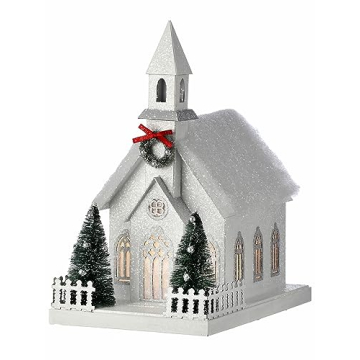 Regency International 11.5" LED Country Church - Rustic Holiday Decor