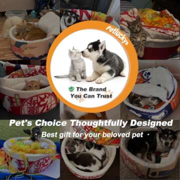 寵幸 Ramen Noodle Dog & Cat Bed, Keep Warm and Super Soft Creative Pet Nest for Indoor Cats, Remov...