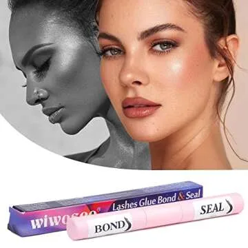 wiwoseo Lashes Glue Bond and Seal Cluster Lashes Glue Super Strong Hold Lashes Glue for Extension Lashes Waterproof Latex Free Eyelashes Glue for Sensitive Eyes 5ML Each