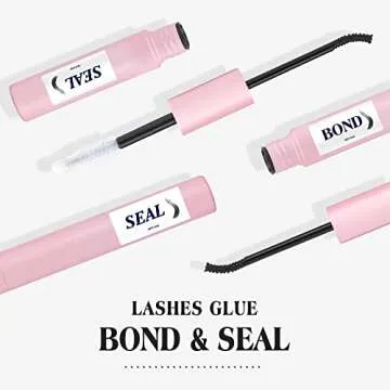 wiwoseo Lashes Glue Bond and Seal Cluster Lashes Glue Super Strong Hold Lashes Glue for Extension Lashes Waterproof Latex Free Eyelashes Glue for Sensitive Eyes 5ML Each