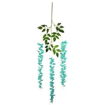 iWisteria 36 Pack 3.6FT Artificial Hanging Flowers Wedding Decoration Arch Greenery Vines Ceremony Backdrop Fake Wisteria Silk Party String Home Rattan Plants Bush Plastic Garland (Blue)