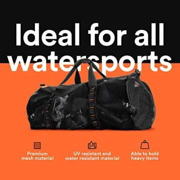 Fitdom 90L Large Mesh Duffle Bag for Scuba Dive or Snorkel Equipment. Best for Water Sports & Beach Activities like Swimming, Diving & Snorkeling. Perfect for Travel, Storage Swim Gym Gears & Balls