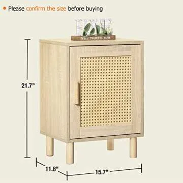 KATHY&BOB Rustic Rattan Nightstand - Elegant Storage Solution