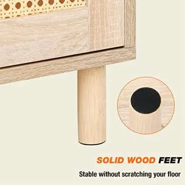 KATHY&BOB Rustic Rattan Nightstand - Elegant Storage Solution