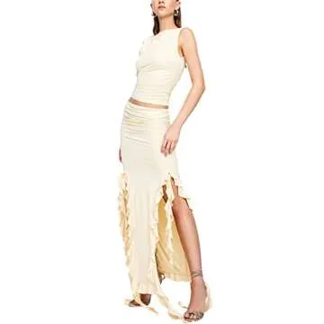 Doisbetthsay Sexy Ruffle 2 Piece Skirt Set for Parties