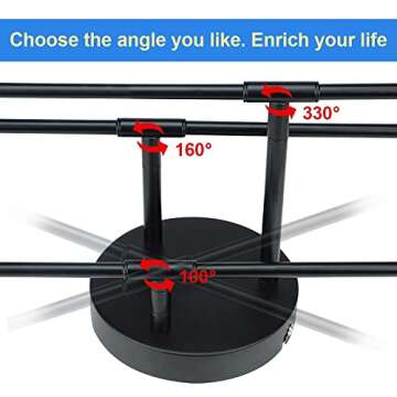 Depuley Modern Sputnik Chandelier, Adjustable 6-Light Gold Semi Flush Mount Ceiling Light, Vintage Mid Century Light Fixture for Bedroom Dining Room Kitchen Hallway Office, E26 Base