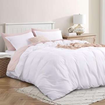 RUIKASI White Duvet Cover King Size - Soft Double Brushed Duvet Cover Set King, 3 Pieces with Zipper Closure, 1 Duvet Cover 104x90 inches and 2 Pillow Shams