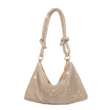 UMREN Rhinestone Hobo Bags for Women Chic Evening Handbag Sparkly Crystal Cluth Purse for Party Club...