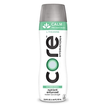 CORE Hydration+ Calm, Cucumber Essence Nutrient Enhanced Water with L-Theanine, 23.9 Fl Oz Bottle (Pack of 12)