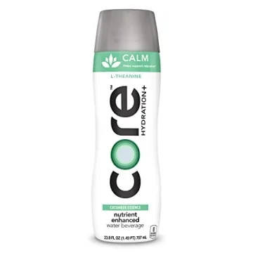 CORE Hydration+ Calm, Cucumber Essence Nutrient Enhanced Water with L-Theanine, 23.9 Fl Oz Bottle (Pack of 12)