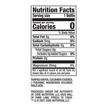 CORE Hydration+ Calm, Cucumber Essence Nutrient Enhanced Water with L-Theanine, 23.9 Fl Oz Bottle (Pack of 12)