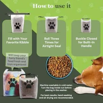 (re)zip Large Roll Top Pet Food Storage Bag 40-Cup, BPA-Free, Food-Grade, Pet-Safe, Freshness Seal for Camping, Long Term Boarding, Travel & Daily Use, Machine Washable, Black