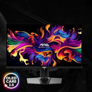 MSI MAG 321UPX QD-OLED, 32" 4K UHD Quantum Dot OLED Gaming Monitor, 3840 x 2160, 0.03ms, 240Hz, True Black HDR 400, 15W USB Type C, HDMI, DP Port