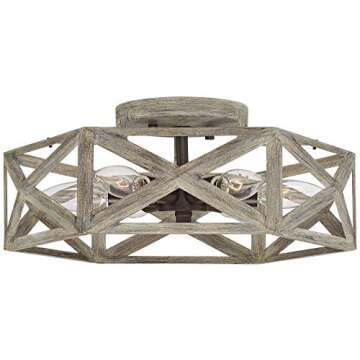 Possini Euro Design Moorcroft Rustic Farmhouse Ceiling Light Semi Flush-Mount Fixture 14 1/2" Wide P...