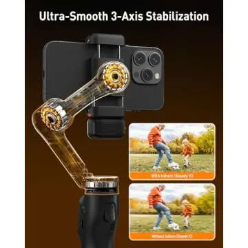 hohem iSteady V3 Gimbal Stabilizer for iPhone, 3-Axis Phone Gimbal, Magnetic AI Tracker, Built-in Extendable Rod & Tripod, Detachable Remote Control, Stabilizer for Travel, Vlog, TikTok, Black