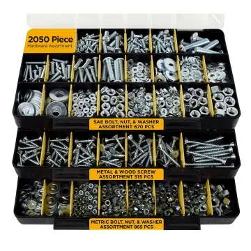 Comprehensive 2,050 Piece Hardware Assortment Kit with Screws, Nuts & Bolts
