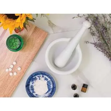 HIC Kitchen Mortar with Spout and Pestle Set - Fine Porcelain