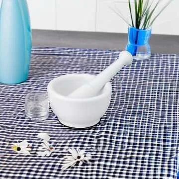 HIC Kitchen Mortar with Spout and Pestle Set - Fine Porcelain