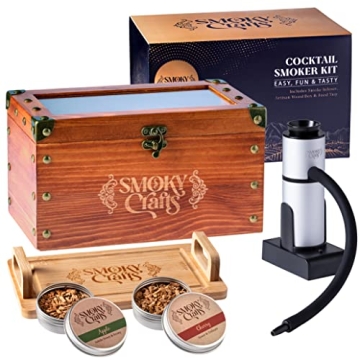 Smoky Crafts Cocktail Smoker Kit - Whiskey Smoker with Smoking Gun and Wood Chips