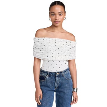 AFRM Women's Divya Thong Bodysuit in Blanc Micro Dot