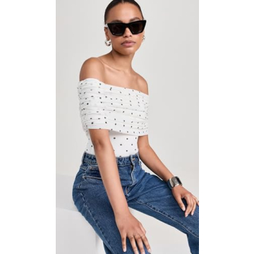 AFRM Women's Divya Thong Bodysuit in Blanc Micro Dot