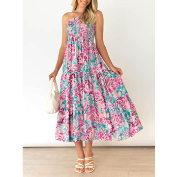 ZESICA One Shoulder Floral Midi Dress for Summer Elegance