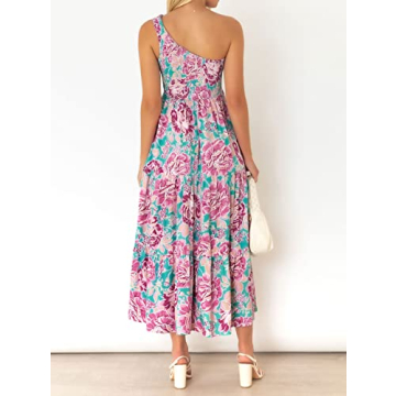 ZESICA One Shoulder Floral Midi Dress for Summer Elegance