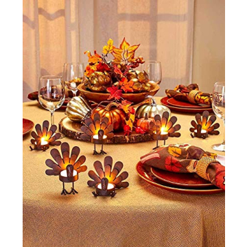 Charming Set of 6 Turkey Tea Light Candleholders