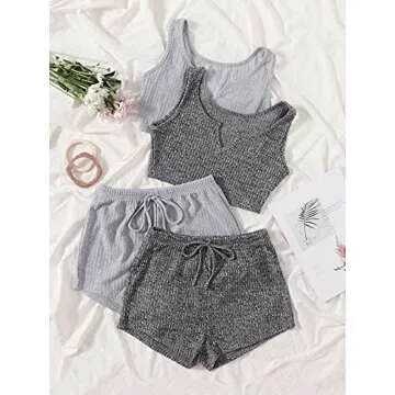 Milumia Women's Stylish 4 Pieces Pajama Set for Cozy Comfort